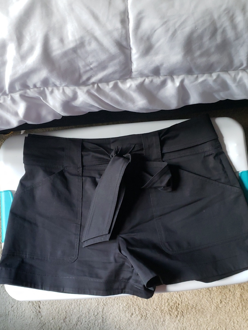 Club Monaco Classic Black Shorts With Removable Tie Belt. Size 12